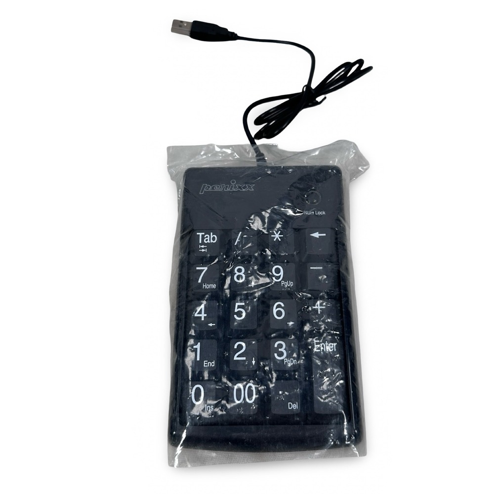 Perixx PERIPAD-201 III Wired USB Numeric Keypad Black 19-Key Slim Numpad NEW